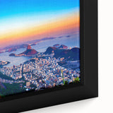 Framed canvas featuring a textured depiction of a Brazilian landscape in vibrant, colorful art tones.