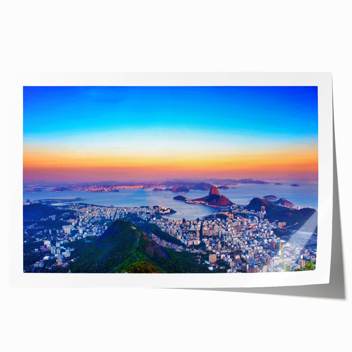 Extra large rolled print of a vibrant Brazilian landscape with lush greenery and florals, ideal for art wall dining room.