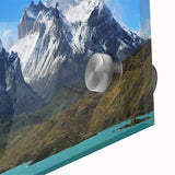 Large abstract wall art featuring a Chilean landscape in mid-century modernist style, ideal for dining room art.