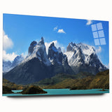 Large abstract wall art depicting a Chilean landscape in muted earth tones on acrylic glass.