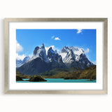 Textured abstract art print of a Chilean landscape in muted earth tones on a framed canvas, suitable for bedroom decor.