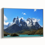Framed canvas landscape art painting featuring a colorful vintage view of a Chilean scenery, ideal for living room decor.
