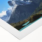 Art deco poster of a Chilean landscape in muted earth tones on rolled canvas, suitable for dining room wall art.