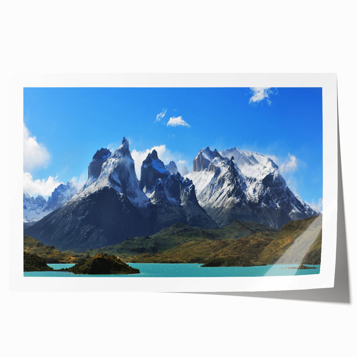 Extra large rolled print featuring a scenic view of Chilean landscape with vibrant green and earth tones.
