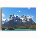 Black and white stretched canvas featuring a panoramic view of the Chilean landscape, ideal for kitchen wall art.