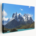 Large stretched canvas featuring a scenic view of a Chilean landscape in earthy tones, ideal for kitchen wall art.