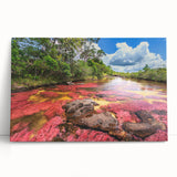 Black and white stretched canvas featuring a panoramic view of a Colombian landscape.