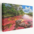 Large canvas print of a scenic Colombian landscape in vibrant green and blue tones, ideal for kitchen wall art.