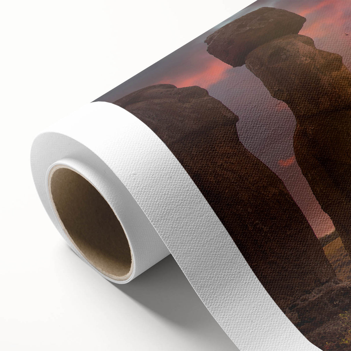 Art Deco poster of Easter Island statues in muted earth tones on rolled canvas, suitable for nursery wall art.