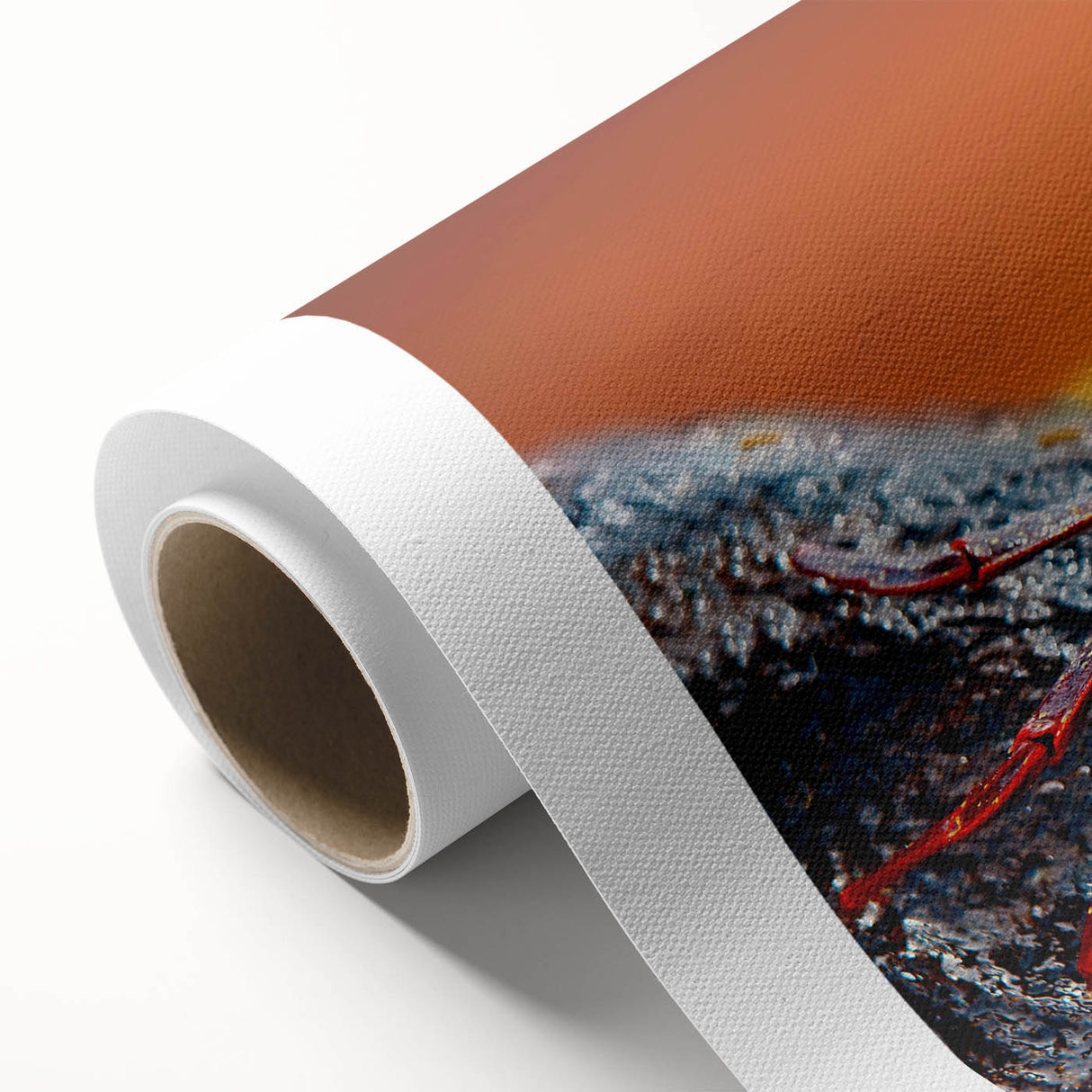 Art deco poster of Galapagos scenery in muted earth tones on rolled canvas, ideal for nursery wall art.