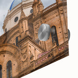 Large abstract wall art depicting a South American scenery in muted earth tones on acrylic glass.