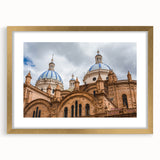 Extra large abstract art print of South American scenery in gold frame, featuring textured earth tones.