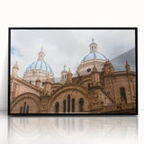 Large abstract wall art depicting a vibrant South American landscape, in a black frame acrylic print.