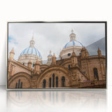 Mid-century modernist art depicting Ecuadorian landscape in acrylic, silver-framed, ideal for modern art wall decor.