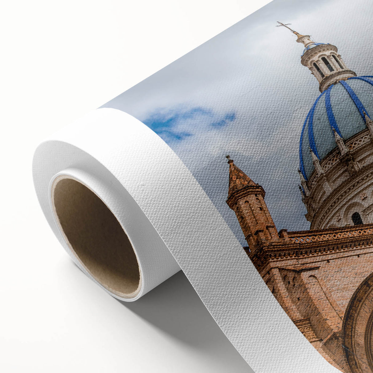 Art deco poster of a serene Ecuadorian landscape in soft pastel colors on rolled canvas, ideal for nursery wall art.