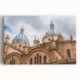 Black and white stretched canvas featuring a panoramic view of Ecuadorian landscape, ideal for kitchen wall art.