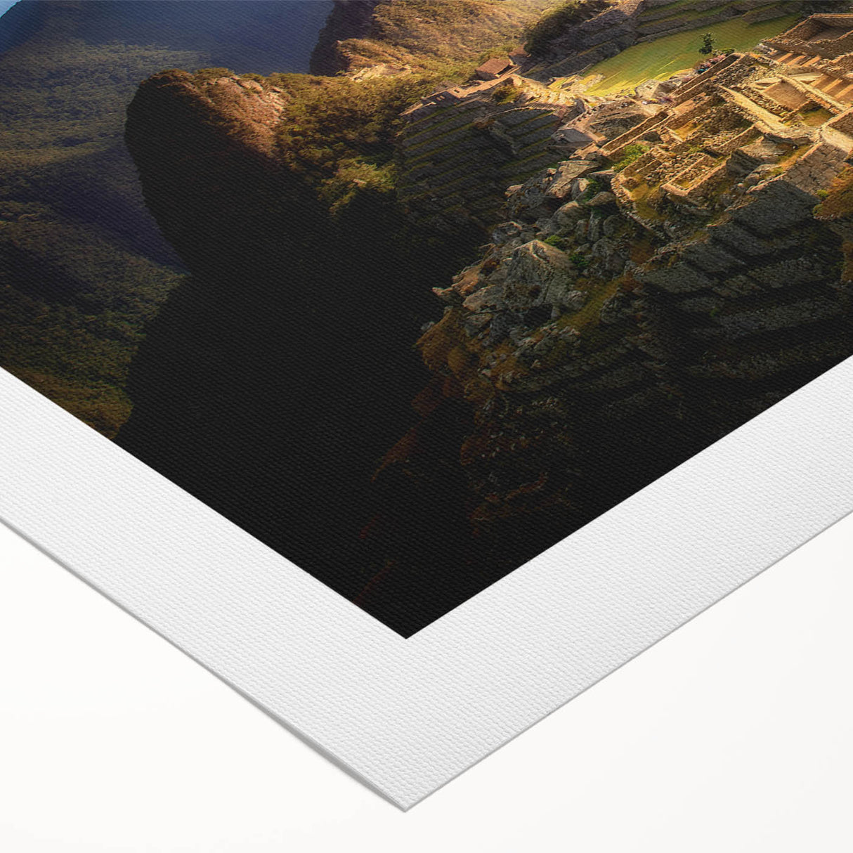 Art deco poster of a Peruvian landscape in muted earth tones, printed on rolled canvas, suitable for dining room decor.