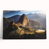 Black and white photograph of Peruvian landscape on large stretched canvas, ideal for kitchen wall art or bedroom decor.