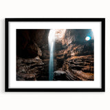 Abstract art print featuring vibrant, colorful strokes on a large canvas, ideal for living room decor.