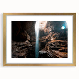 Abstract art print of a textured Alabama landscape in muted earth tones on a large framed canvas.