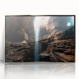 Mid-century modernist art depicting Alabama scenery in muted earth tones on a framed acrylic, ideal for nursery wall decor.