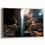 Framed canvas of Alabama landscape in vintage poster style, featuring gold and black tones, suitable for bedroom wall art.