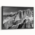 Black and white framed canvas of Denali, Alaska landscape, ideal for bedroom wall art.