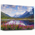 Acrylic print of a serene Alaskan landscape in muted blue and green tones, ideal for dining room decor.