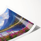 Extra large wall art featuring line art flowers in black and white on a rolled print, suitable for large living room decor.