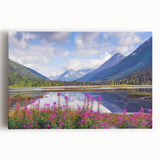 Black and white photo of Alaskan mountains on large stretched canvas, ideal for kitchen wall art.