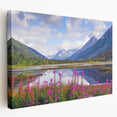 Alaskan landscape on large stretched canvas with muted earth tones, ideal for kitchen wall art.