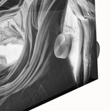 Mid-century modernist large abstract art print of Antelope Canyon in muted earth tones on acrylic glass.