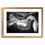 Extra large abstract art print of Arizona's Antelope Canyon in textured style with gold frame, ideal for living room decor.