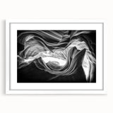 Abstract art print of Antelope Canyon in Arizona, featuring swirling orange and red rock formations.