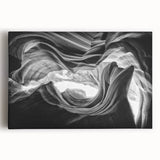 Black and white photograph of Antelope Canyon in Arizona on large stretched canvas, suitable for kitchen wall art.