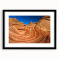 Extra large textured abstract art print of Arizona's Coyote Buttes in vibrant colors, framed with a black mat.