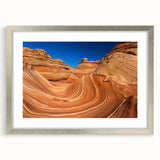 Textured art print of Arizona's Coyote Buttes in muted earth tones on a framed canvas, suitable for bedroom decor.