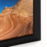 Framed canvas of Coyote Buttes in Arizona, highlighting textured rock formations in earth tones.