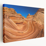 Large canvas art depicting the Coyote Buttes in Arizona with earthy red and orange tones, suitable for kitchen wall decor.