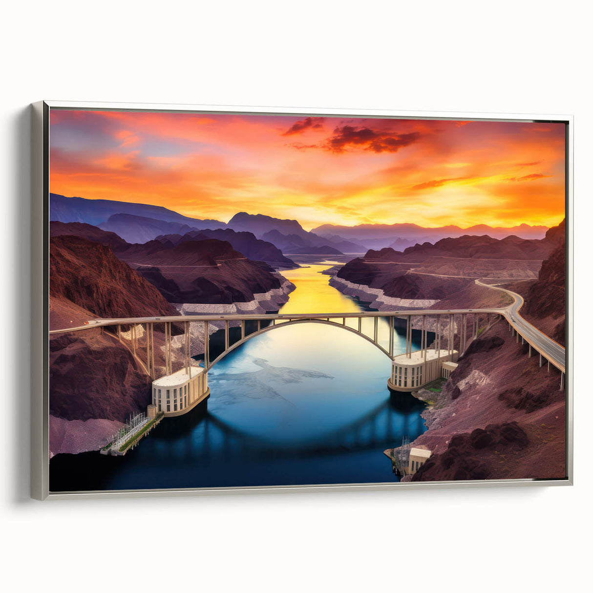 Landscape art painting of Glen Canyon, Arizona, featuring vibrant colors on a framed canvas, suitable for living room decor.