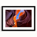 Extra large framed print of abstract Grand Canyon scenery in vibrant, colorful hues, ideal for living room decor.