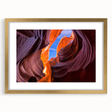 Extra large textured abstract art print of the Grand Canyon in muted earth tones, framed in gold.