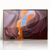 Large art print of Grand Canyon in golden hues on a framed acrylic, suitable for modern art wall decor.