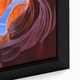 Extra large framed canvas featuring a textured depiction of the Grand Canyon in black with colorful highlights.