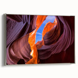 Framed canvas of a Grand Canyon landscape in vibrant hues, ideal for living room decor.