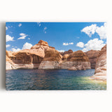 Black and white image of Lake Powell on stretched canvas, suitable for kitchen art with a large format.