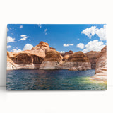 Black and white photo of Lake Powell on stretched canvas, ideal for kitchen wall art or bedroom decor.