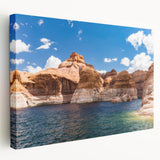 Large art print of Lake Powell, Arizona, in muted earth tones on stretched canvas, suitable for kitchen wall art.