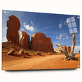 Acrylic print of Monument Valley with rich red and orange tones, ideal for bedroom or dining room decor.