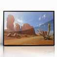 Framed acrylic print of Monument Valley with vivid red and orange tones, ideal for modern art wall decor.